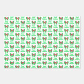 ハスキーシベリアのクリスマスドッグ&グリーンボウ3色 ラッピングペーパーシート (正面2)