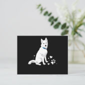 ハスキーシベリアのハスキー甘い白い雪の犬 シーズンポストカード (スタンド正面)