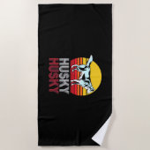 ハスキーシベリアレトロヴィンテージ ビーチタオル (正面)