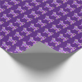 ハスキーシベリア犬シルエットカラフルパープル ラッピングペーパー (角)