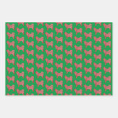 ハスキーシベリア犬シルエットグリーンウーフマス ラッピングペーパーシート (正面3)