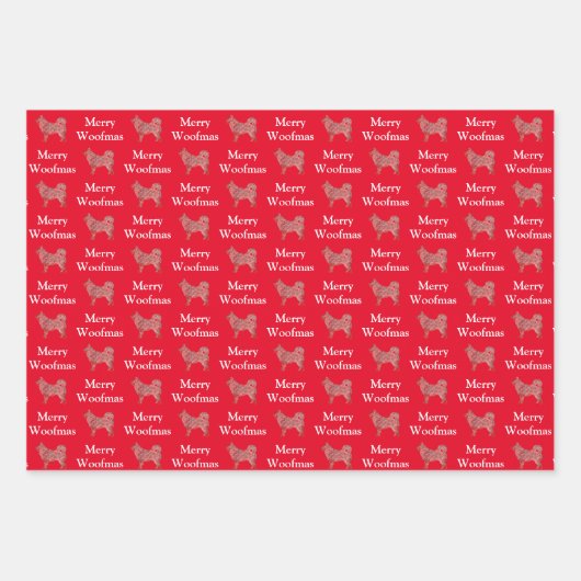 ハスキーシベリア犬シルエットホワイトウーフマス ラッピングペーパーシート (正面)