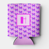 ハスキーシベリア犬ホットピンク&ブルーモノグラム 缶クーラー (正面)