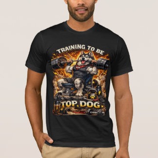 ハスキージムトレーニングトップドッグ面白いフィットネスTシャツ Tシャツ