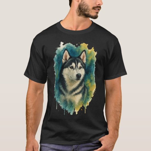 ハスキースピリット水彩のマジェスティ Tシャツ (正面)