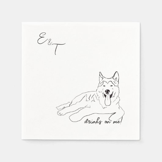 ハスキードッグカクテル ウェディングナプキン スタンダードカクテルナプキン (正面)
