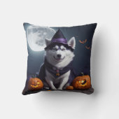 ハスキードッグハロウィーンアドベンチャームーンライト魔法 不気味 クッション (裏面)