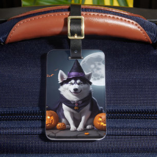 ハスキードッグハロウィーンアドベンチャームーンライト魔法 不気味 ラゲッジタグ