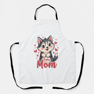 ハスキードッグママかわいいかわいいデザイン エプロン