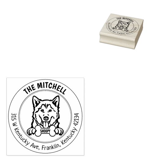 ハスキードッグ差出人住所ファミリー ラバースタンプ (押印)