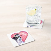 ハスキーバレンタインデー スクエアペーパーコースター (インサイチュ)