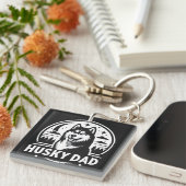 ハスキーパパギフト犬のオーナーシベリアフスキーズ父 キーホルダー (正面右)