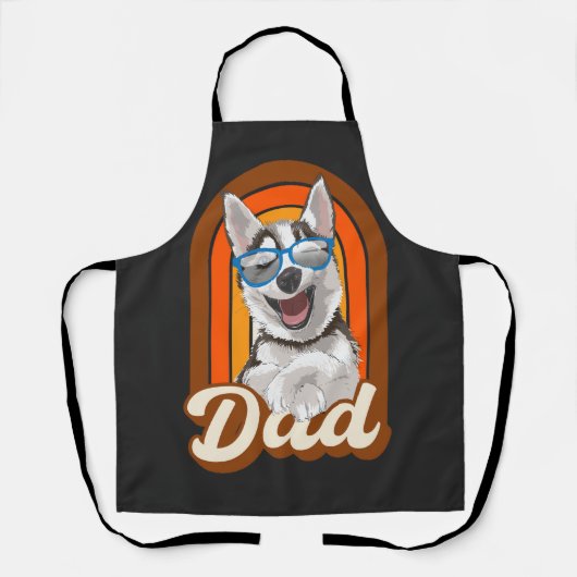 ハスキーパパ、パパ犬、ラブハスキー エプロン (正面)