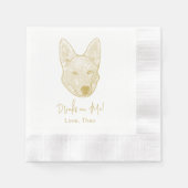 ハスキーパーソナライズされたのシビールドッグ 縁ありカクテルナプキン (正面)