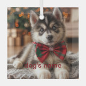 ハスキーパーソナライズされたの ガラスオーナメント (正面)