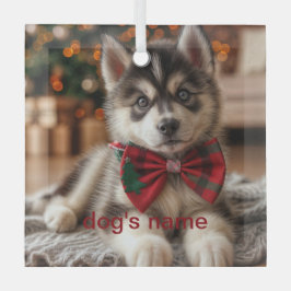 ハスキーパーソナライズされたの ガラスオーナメント