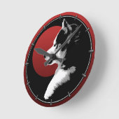 ハスキーポップ時計ギフトデコー、そり犬の壁掛け時計 ラウンド壁時計 (傾斜)