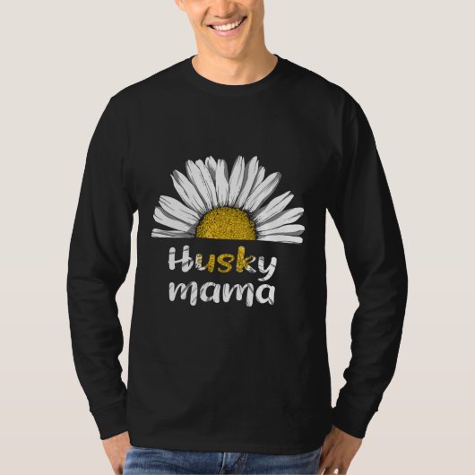 ハスキーママホワイトフラワー Tシャツ (正面)