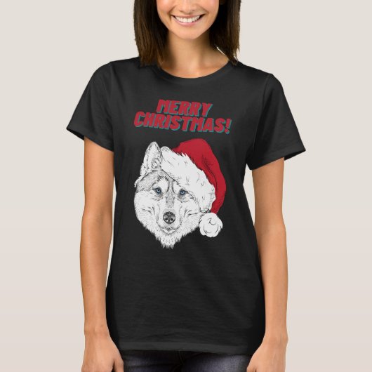 ハスキーメリークリスマススタイル1 Tシャツ (正面)
