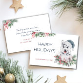 ハスキーモダンドッグエレガントハッピーホリデーズビジネス シーズンカード