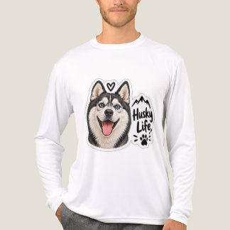 ハスキーライフ かわいい犬の品種の美意識 グラフィック 長袖 トライブレンドＴシャツ