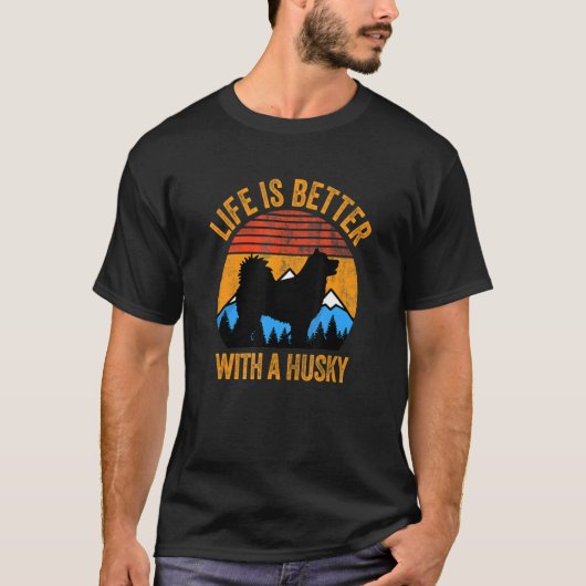 ハスキーヴィンテージ動揺して犬1 Tシャツ (正面)