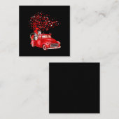 ハスキー乗用赤トラック |バレンタインバタフライハート スクエア名刺 (正面/裏面)