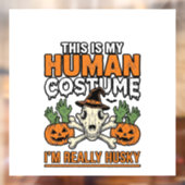 ハスキー人間の仮装 楽しいハロウィーンの犬の服 デザイン ウィンドウサイン (シート2)