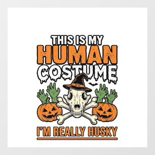 ハスキー人間の仮装 楽しいハロウィーンの犬の服 デザイン ウィンドウサイン