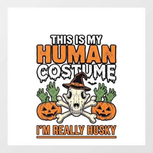 ハスキー人間の仮装 楽しいハロウィーンの犬の服 デザイン ウィンドウサイン (シート)