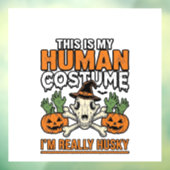 ハスキー人間の仮装 楽しいハロウィーンの犬の服 デザイン ウィンドウサイン (シート3)