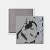 ハスキー冷蔵庫用マグネットアラスカそりドッグマグネット/ギフト マグネット (正面/裏面)