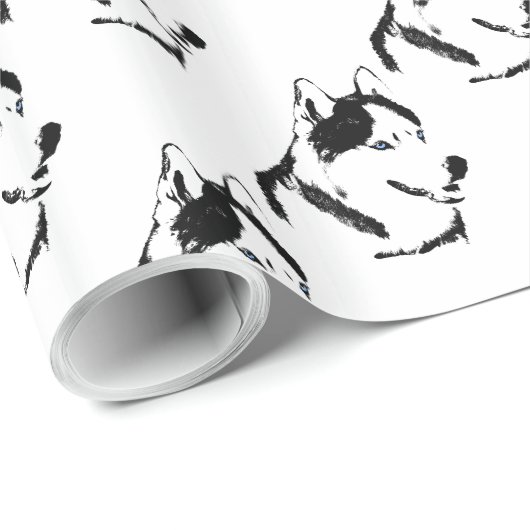 ハスキー包装紙ハスキーそり犬紙 ラッピングペーパー (ロールコーナー)