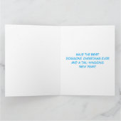 ハスキー図解入りの、写真付きのとクリスマスツリー カード (内部)