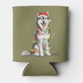 ハスキー好きのクリスマス シベリアン Xmas 犬ママ 缶クーラー (正面)