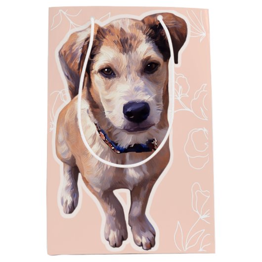 ハスキー子犬ギフトバッグ ミディアムペーパーバッグ (正面)