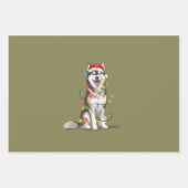 ハスキー恋人クリスマスシベリアクリスマスドッグママ ラッピングペーパーシート (正面)