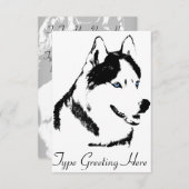 ハスキー招待状パーソナライズされたシベリアハスキーカード 招待状 (正面/裏面)