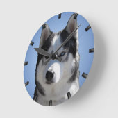 ハスキー時計のギフトデコースリード犬の壁時計 ラウンド壁時計 (傾斜)