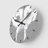 ハスキー時計のギフトデコールウルフバックアップの壁時計 ラウンド壁時計 (傾斜)