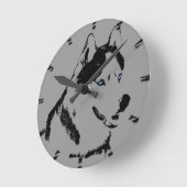 ハスキー時計の贈り物デコー、そり犬の壁掛け時計 ラウンド壁時計 (傾斜)