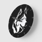 ハスキー時計の贈り物デコー、そり犬の壁掛け時計 ラウンド壁時計 (傾斜)
