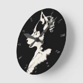 ハスキー時計の贈り物デコー、そり犬の壁掛け時計 ラウンド壁時計 (傾斜)