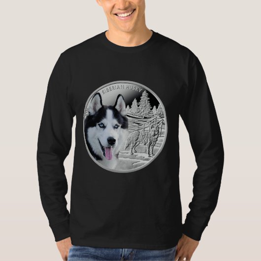 ハスキー最高のパパエバーブルーアイド Tシャツ (正面)