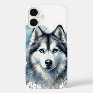 ハスキー水彩画 iPhone 16ケース