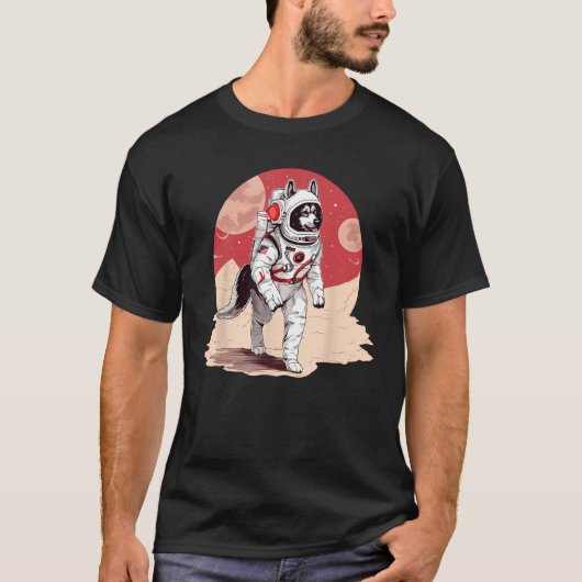ハスキー火星おもしろい犬 Tシャツ (正面)