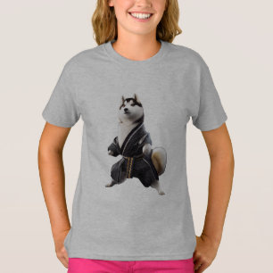 ハスキー犬が空手を知っている、ハスキー犬空手プレーヤー Tシャツ