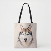 ハスキー犬のアートデザイン トートバッグ (正面)