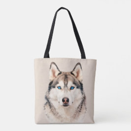 ハスキー犬のアートデザイン トートバッグ