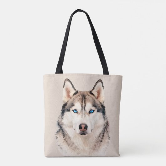 ハスキー犬のアートデザイン トートバッグ (裏面)